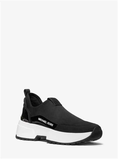 michael michael kors muse scuba slip-on trainer|Michael Kors Muse Logo And Scuba Trainer In Black .